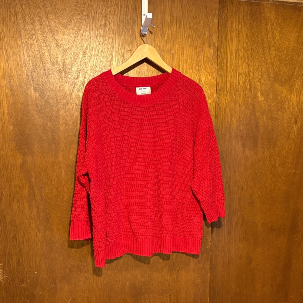 Old Navy Vibrant Red Crew Neck Sweater